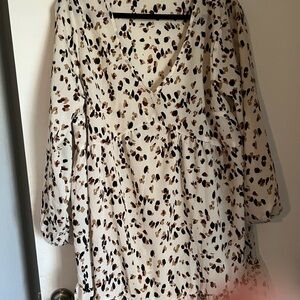 SHEIN Cream and Black Patterned Dress